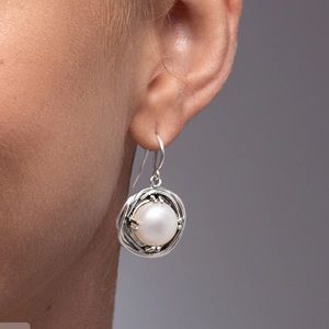 Jean Rachel Sterling Silver freshwater Pearl Wire Wrap Earrings
